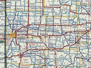 1956 roadmap showing US66 in Missouri