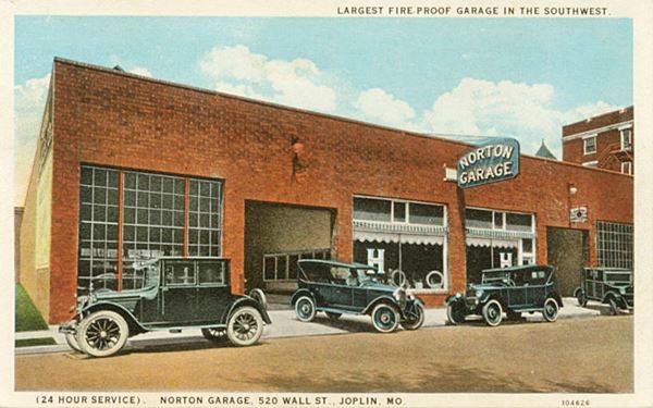vintage 1920s cars at Nortons in a postcard